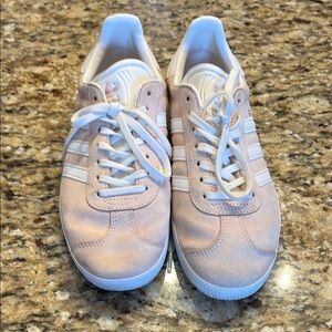 Adidas Women's Light Pink and White Sneakers